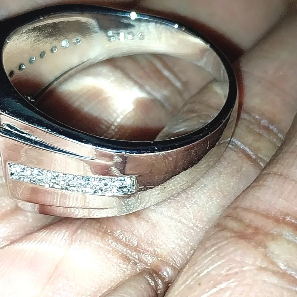 Classic Men's 925 Silver Diamond Ring Sz 13